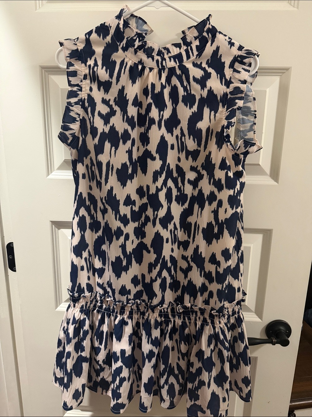 Women’s medium  Navy and Cream Sleeveless Ruffle Dress by Pinch